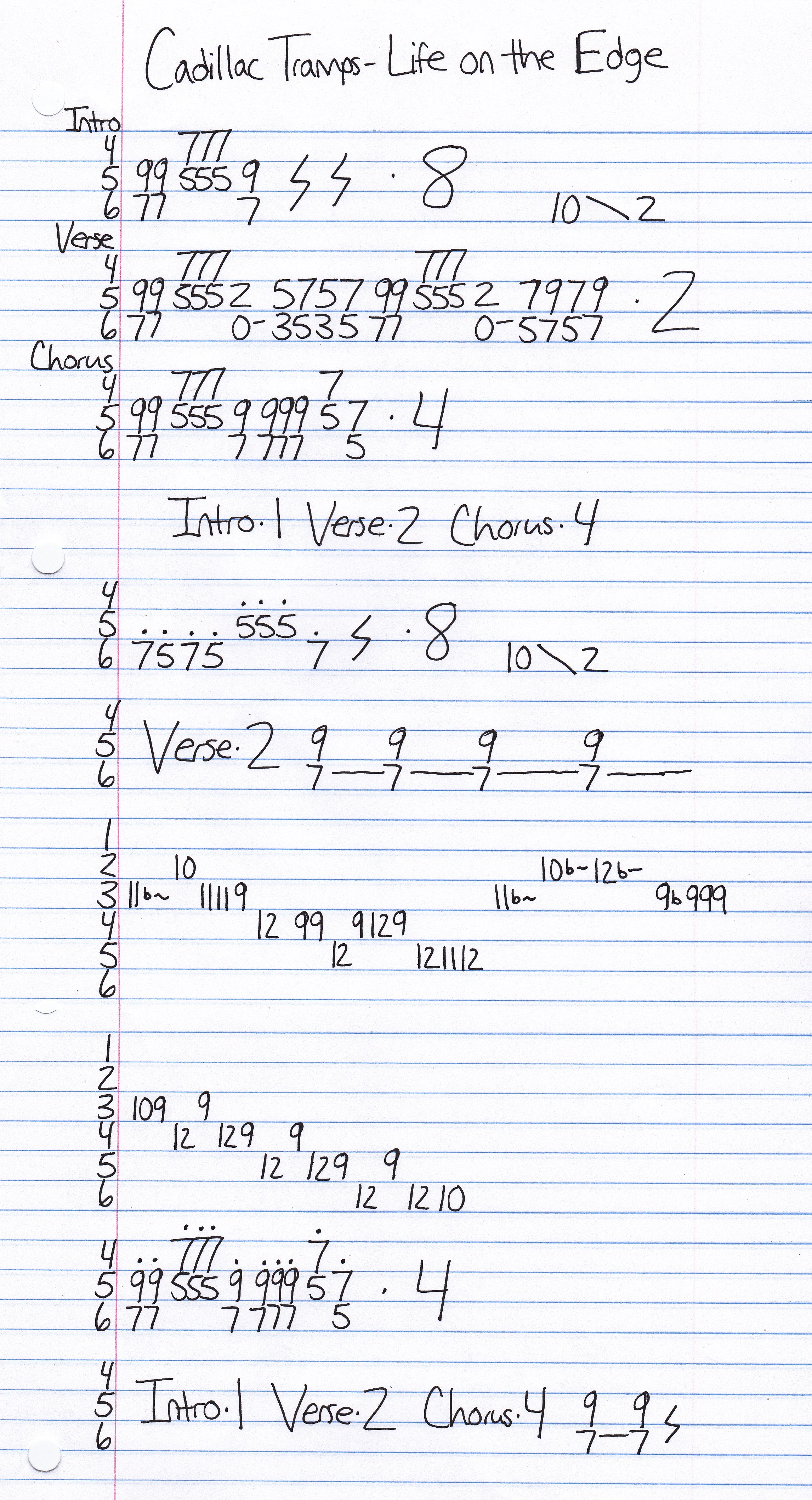High quality guitar tab for Life On The Edge by Cadillac Tramps off of the album Unknown. ***Complete and accurate guitar tab!***